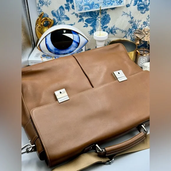 🆕 OROTON 🧿 NWOT Brown Leather Men's Briefcase - Picture 9 of 16
